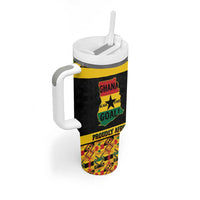 Personalized Afro Ghana Football Tumbler With Handle Black Stars Never Fall - Kente Pattern - Wonder Print Shop