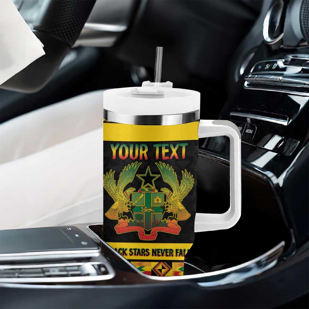 Personalized Afro Ghana Football Tumbler With Handle Black Stars Never Fall - Kente Pattern - Wonder Print Shop