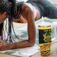 Personalized Afro Ghana Football Tumbler With Handle Black Stars Never Fall - Kente Pattern - Wonder Print Shop