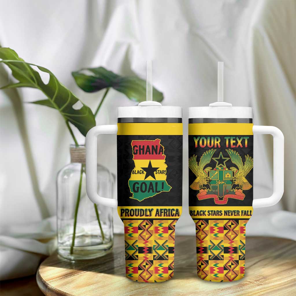 Personalized Afro Ghana Football Tumbler With Handle Black Stars Never Fall - Kente Pattern - Wonder Print Shop