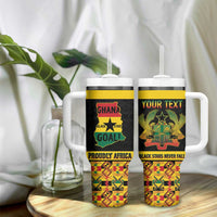 Personalized Afro Ghana Football Tumbler With Handle Black Stars Never Fall - Kente Pattern - Wonder Print Shop