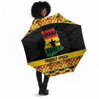 Afro Ghana Football Umbrella Black Stars Never Fall - Kente Pattern - Wonder Print Shop