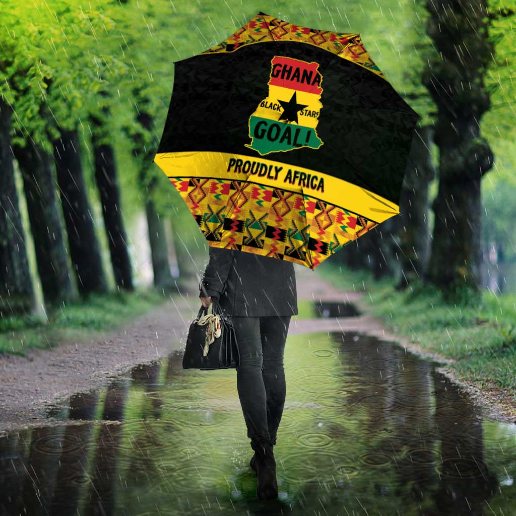 Afro Ghana Football Umbrella Black Stars Never Fall - Kente Pattern - Wonder Print Shop