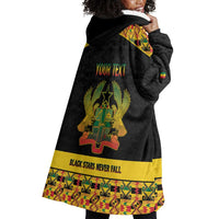 Personalized Afro Ghana Football Wearable Blanket Hoodie Black Stars Never Fall - Kente Pattern - Wonder Print Shop