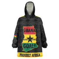 Personalized Afro Ghana Football Wearable Blanket Hoodie Black Stars Never Fall - Kente Pattern - Wonder Print Shop