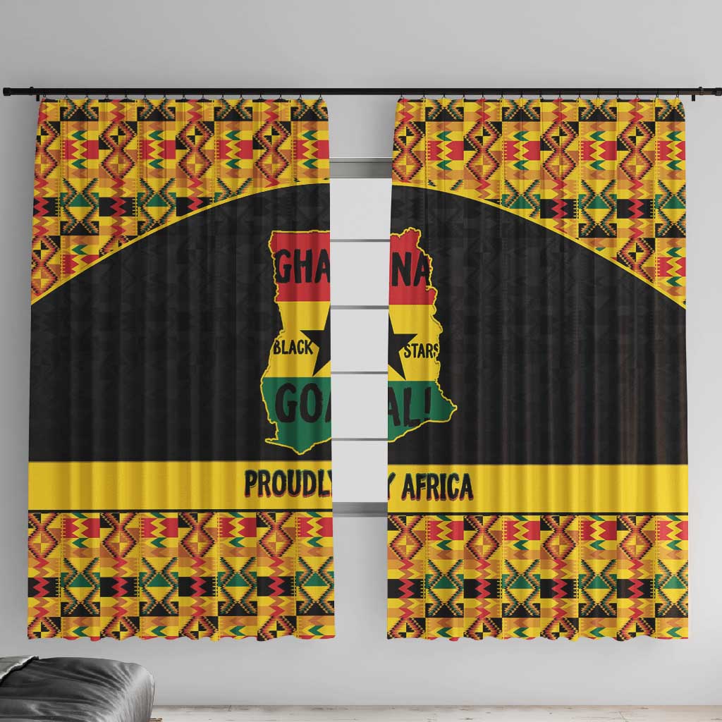 Afro Ghana Football Window Curtain Black Stars Never Fall - Kente Pattern - Wonder Print Shop