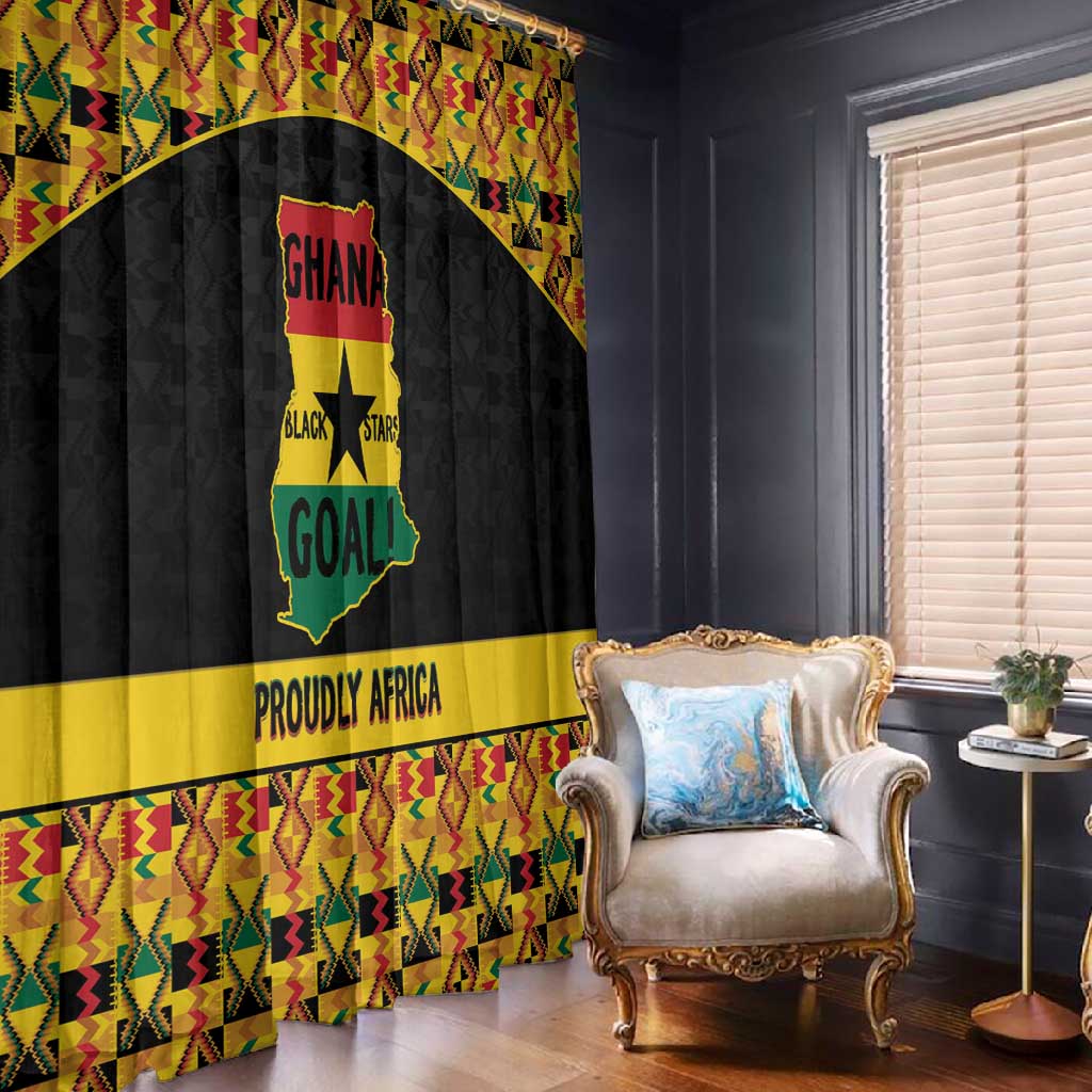 Afro Ghana Football Window Curtain Black Stars Never Fall - Kente Pattern - Wonder Print Shop