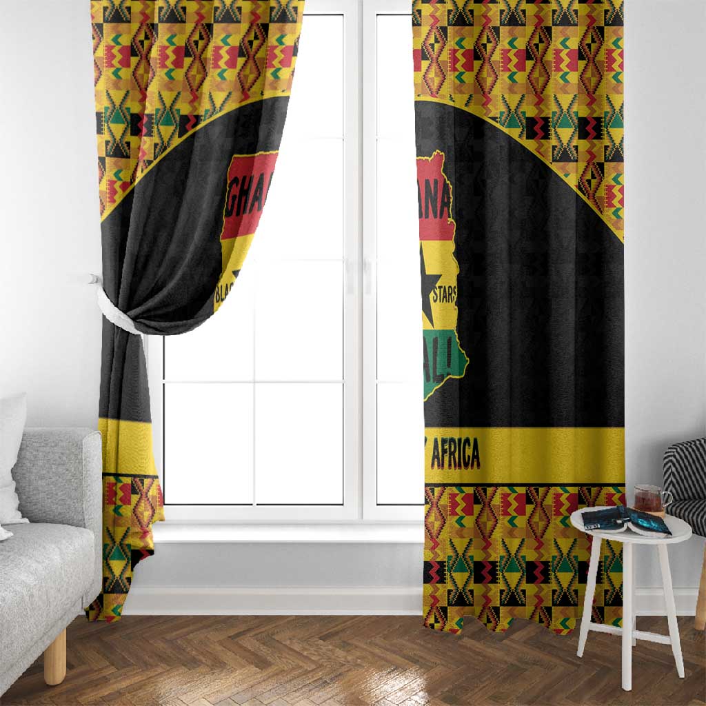Afro Ghana Football Window Curtain Black Stars Never Fall - Kente Pattern - Wonder Print Shop