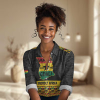 Personalized Afro Ghana Football Women Casual Shirt Black Stars Never Fall - Kente Pattern - Wonder Print Shop