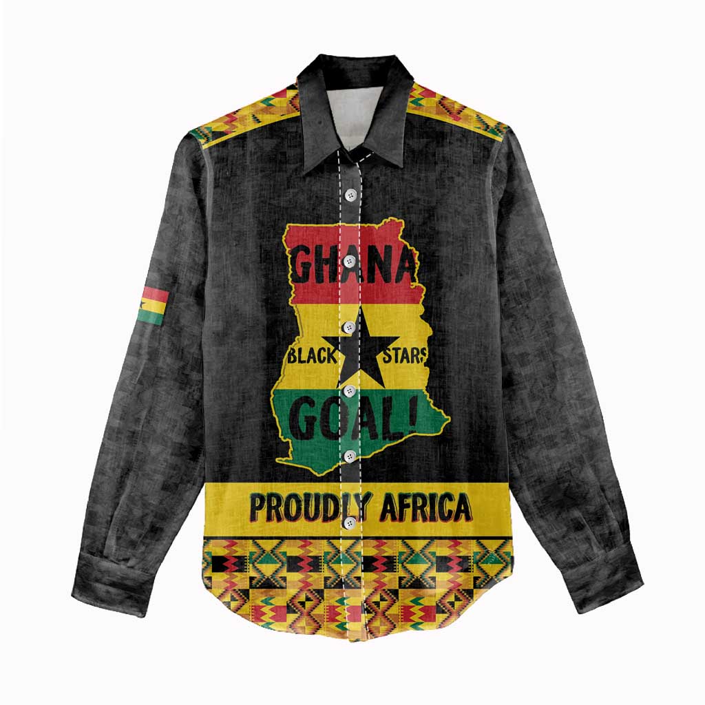 Personalized Afro Ghana Football Women Casual Shirt Black Stars Never Fall - Kente Pattern - Wonder Print Shop