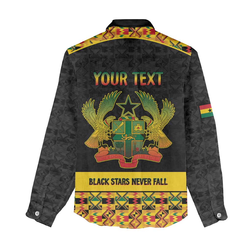 Personalized Afro Ghana Football Women Casual Shirt Black Stars Never Fall - Kente Pattern - Wonder Print Shop