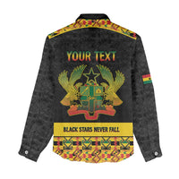 Personalized Afro Ghana Football Women Casual Shirt Black Stars Never Fall - Kente Pattern - Wonder Print Shop