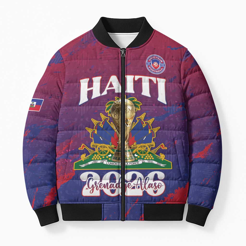 Personalized Afro-Haiti Football Bomber Puffer Jacket 2026 Nou Retounen Anko - Wonder Print Shop