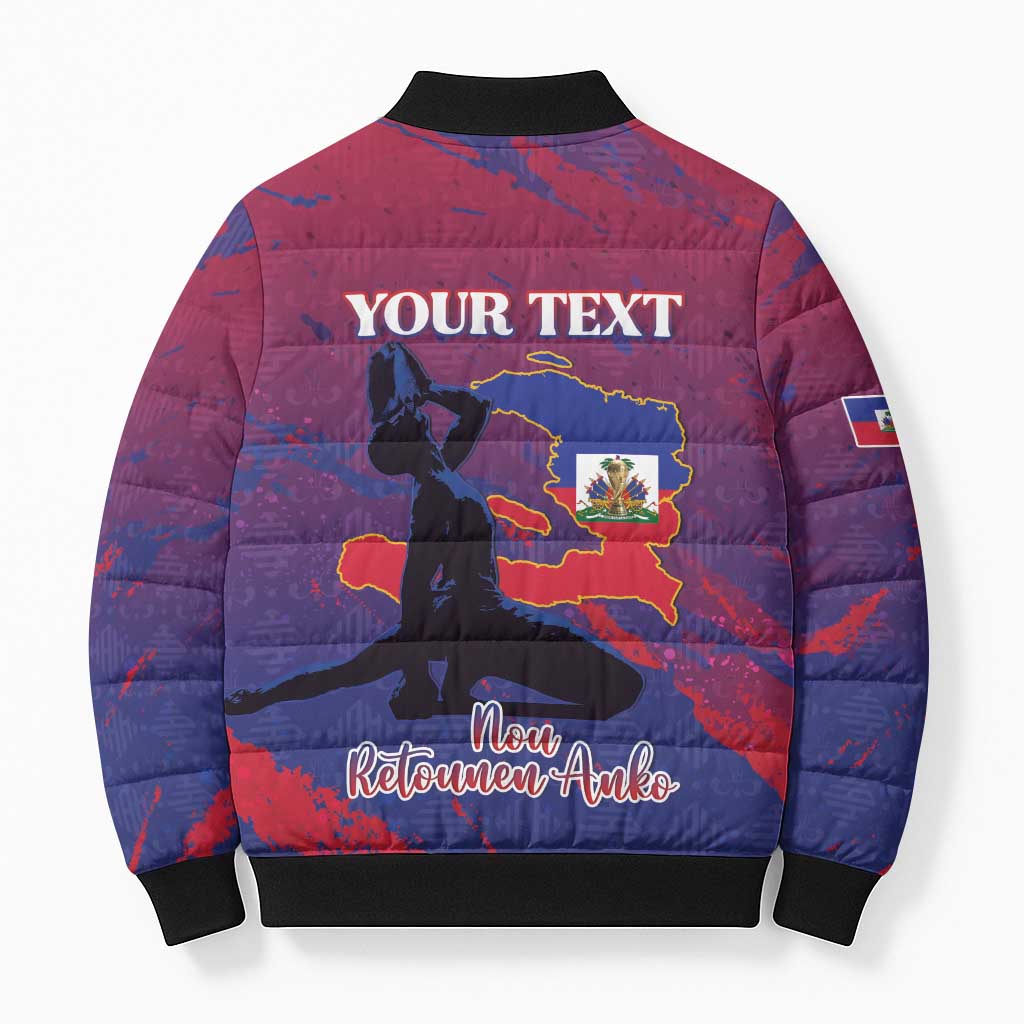 Personalized Afro-Haiti Football Bomber Puffer Jacket 2026 Nou Retounen Anko - Wonder Print Shop