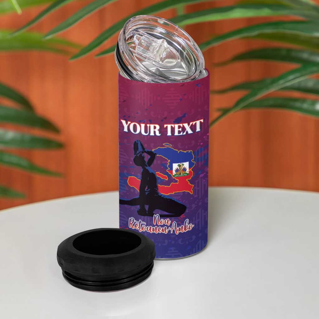 Personalized Afro-Haiti Football 4 in 1 Can Cooler Tumbler 2026 Nou Retounen Anko - Wonder Print Shop