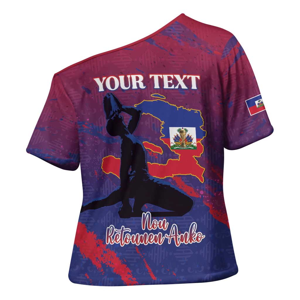 Personalized Afro-Haiti Football Cross Shoulder Shirt 2026 Nou Retounen Anko - Wonder Print Shop