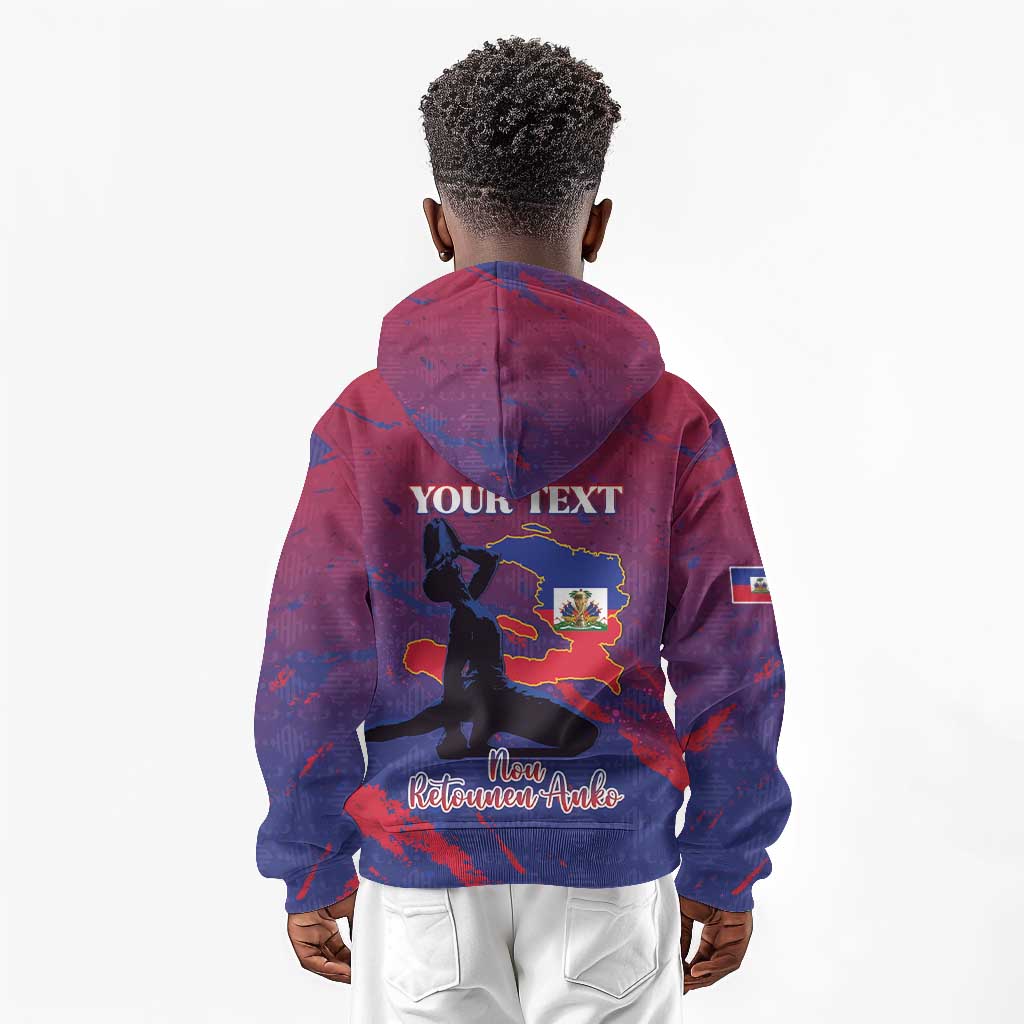 Personalized Afro-Haiti Football Kid Hoodie 2026 Nou Retounen Anko - Wonder Print Shop
