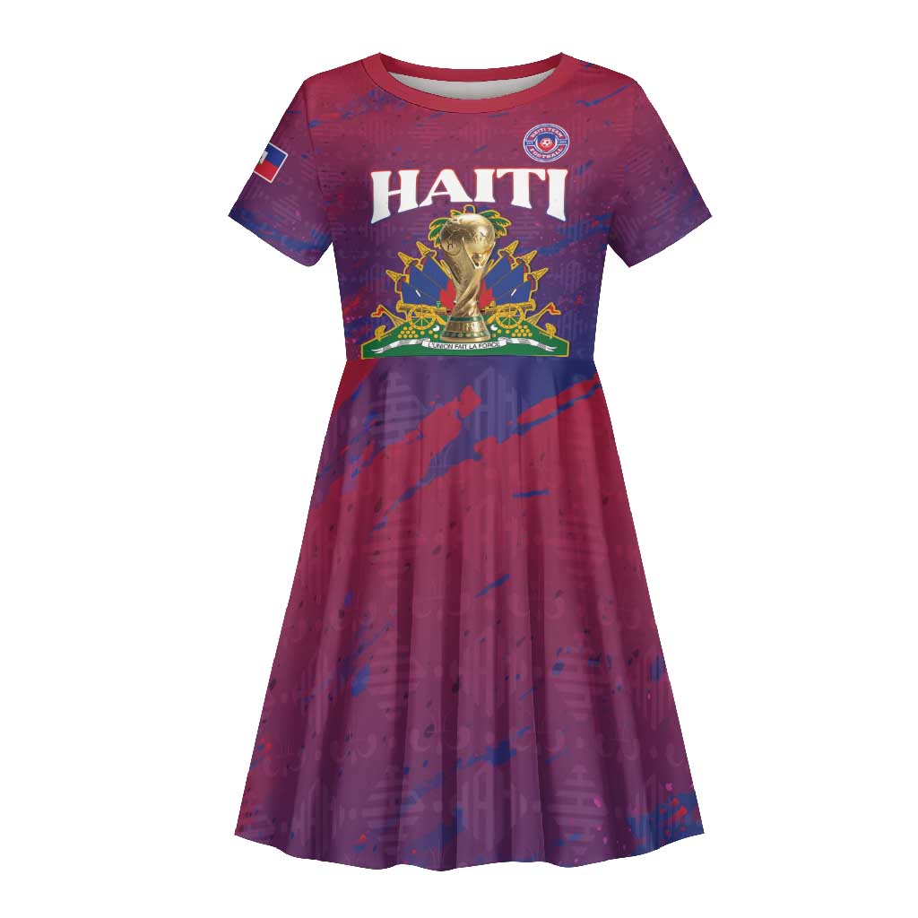Personalized Afro-Haiti Football Kid Short Sleeve Dress 2026 Nou Retounen Anko LT15