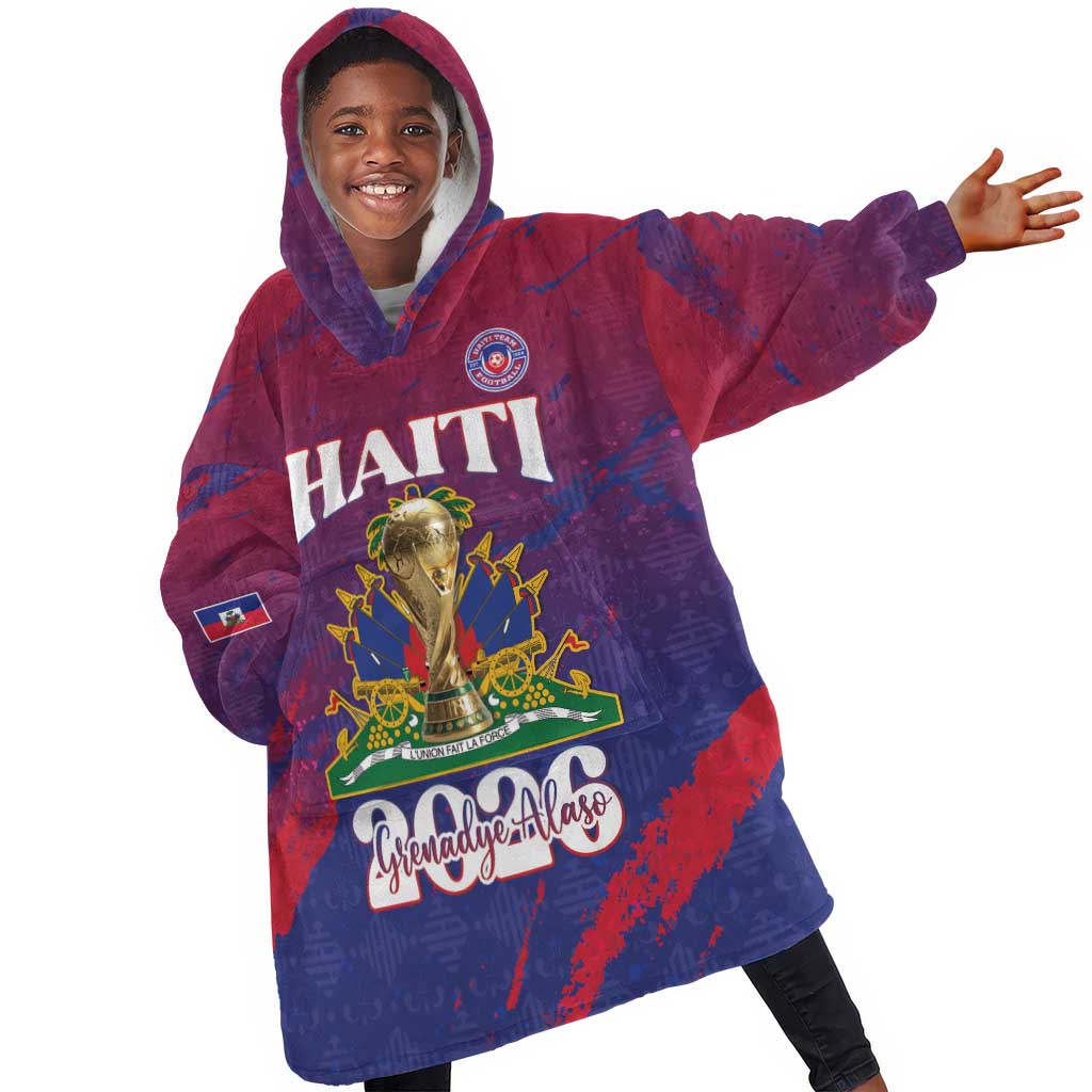 Personalized Afro-Haiti Football Kid Wearable Blanket Hoodie 2026 Nou Retounen Anko - Wonder Print Shop