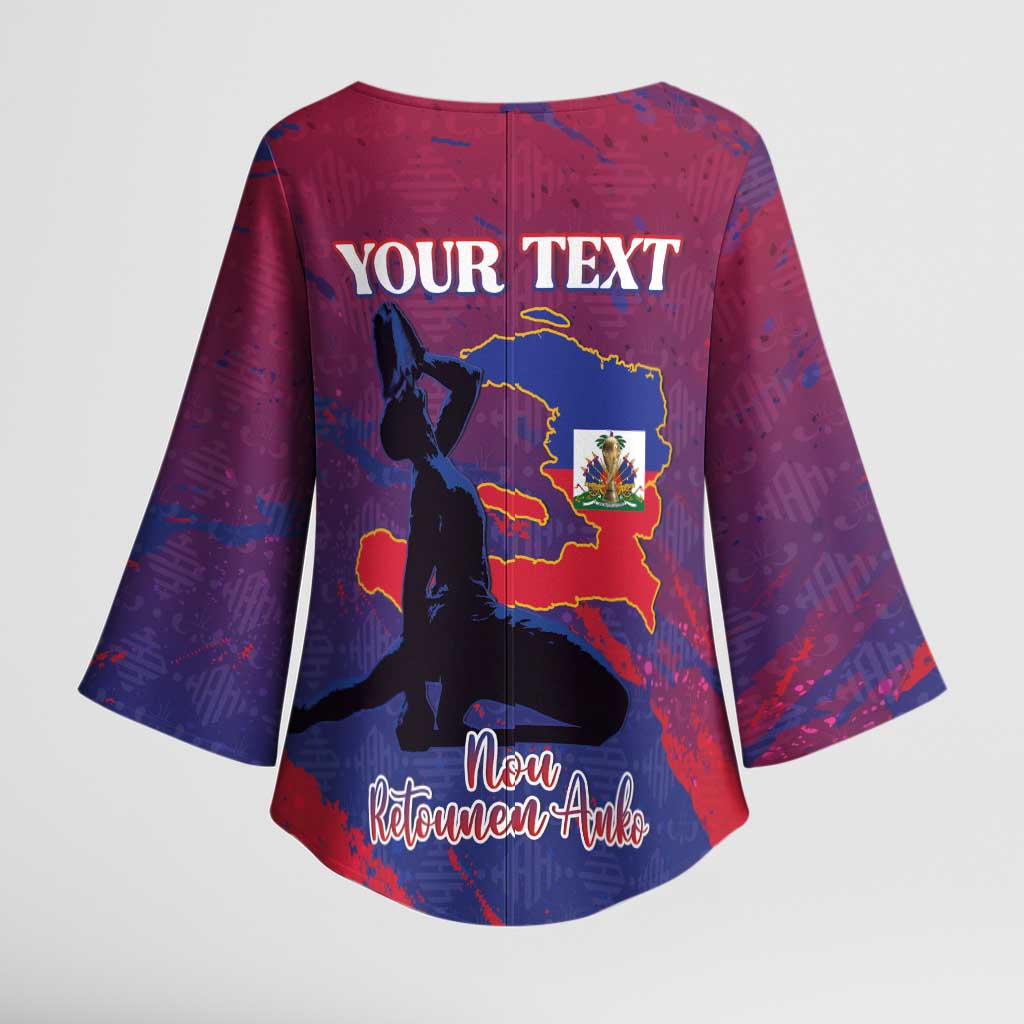 Personalized Afro-Haiti Football Kimono Sleeve Blouse 2026 Nou Retounen Anko - Wonder Print Shop