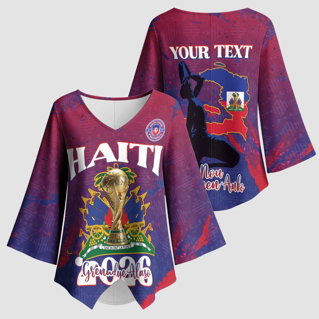 Personalized Afro-Haiti Football Kimono Sleeve Blouse 2026 Nou Retounen Anko - Wonder Print Shop