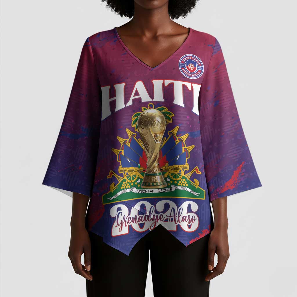 Personalized Afro-Haiti Football Kimono Sleeve Blouse 2026 Nou Retounen Anko - Wonder Print Shop