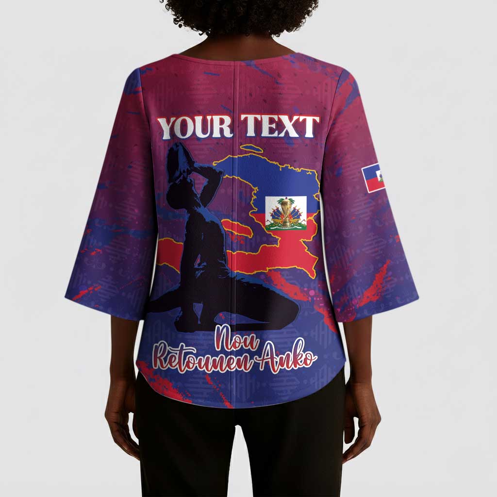 Personalized Afro-Haiti Football Kimono Sleeve Blouse 2026 Nou Retounen Anko - Wonder Print Shop