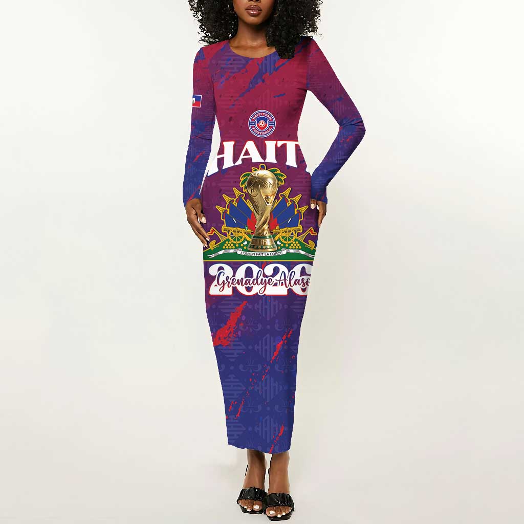 Personalized Afro-Haiti Football Long Sleeve Bodycon Dress 2026 Nou Retounen Anko - Wonder Print Shop
