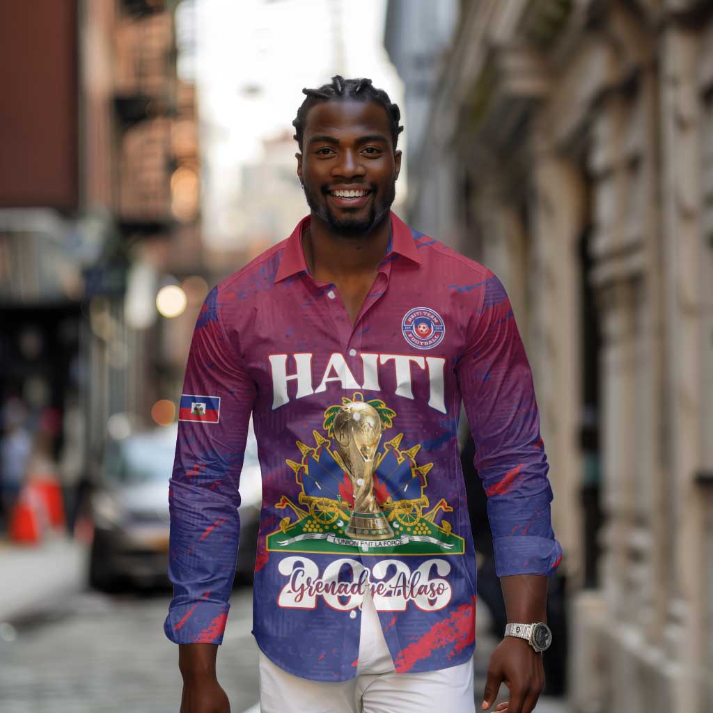 Personalized Afro-Haiti Football Long Sleeve Button Shirt 2026 Nou Retounen Anko - Wonder Print Shop