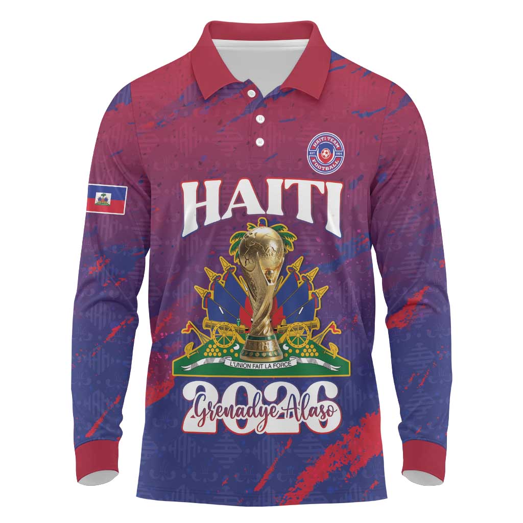 Personalized Afro-Haiti Football Long Sleeve Polo Shirt 2026 Nou Retounen Anko - Wonder Print Shop