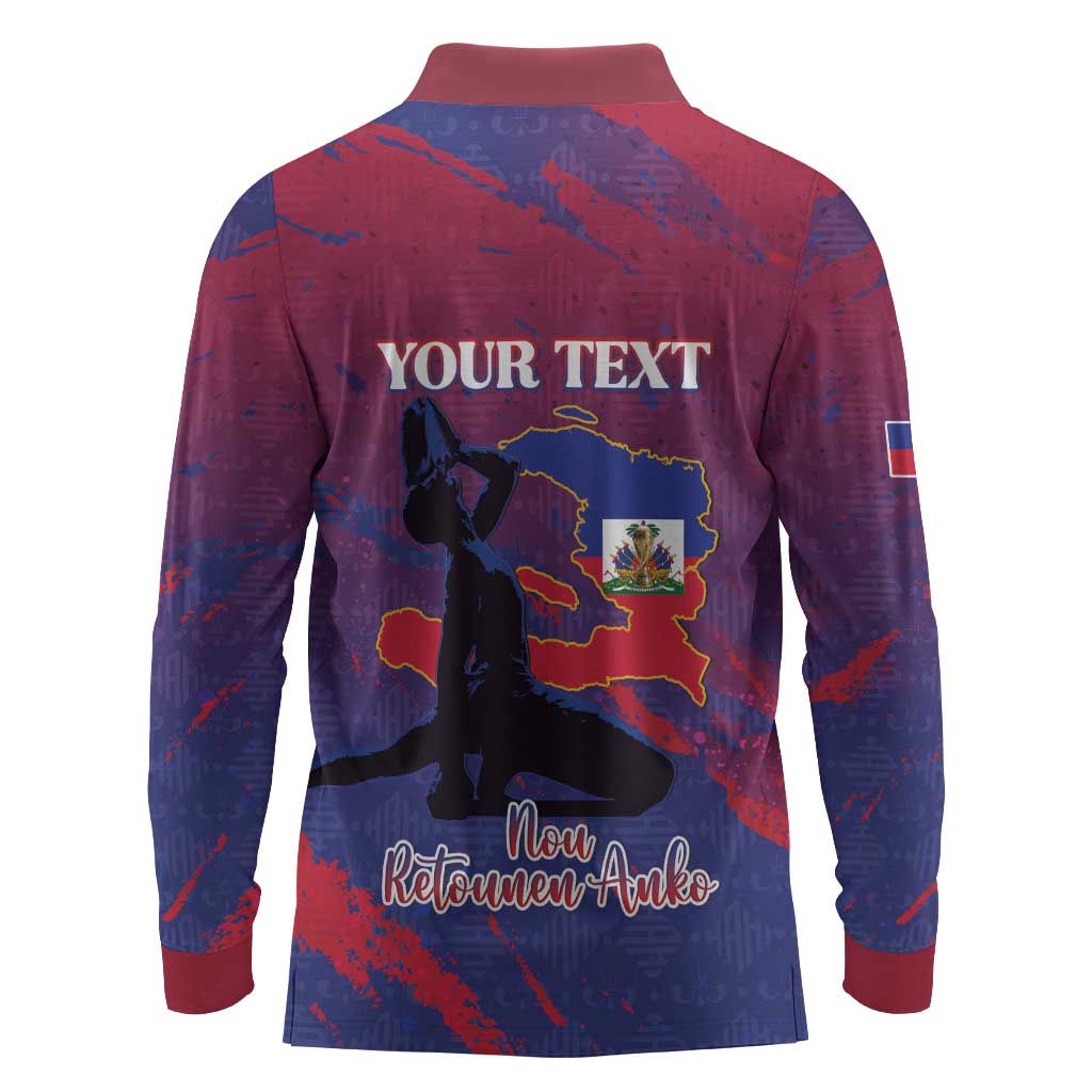 Personalized Afro-Haiti Football Long Sleeve Polo Shirt 2026 Nou Retounen Anko - Wonder Print Shop