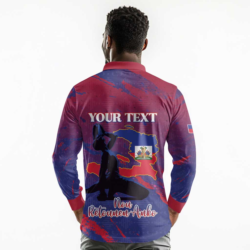 Personalized Afro-Haiti Football Long Sleeve Polo Shirt 2026 Nou Retounen Anko - Wonder Print Shop