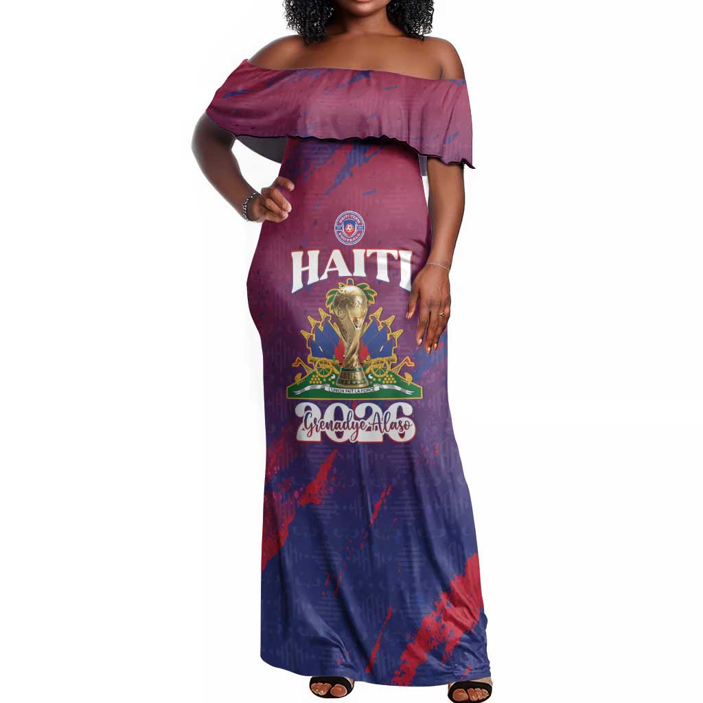 Personalized Afro-Haiti Football Off Shoulder Maxi Dress 2026 Nou Retounen Anko - Wonder Print Shop