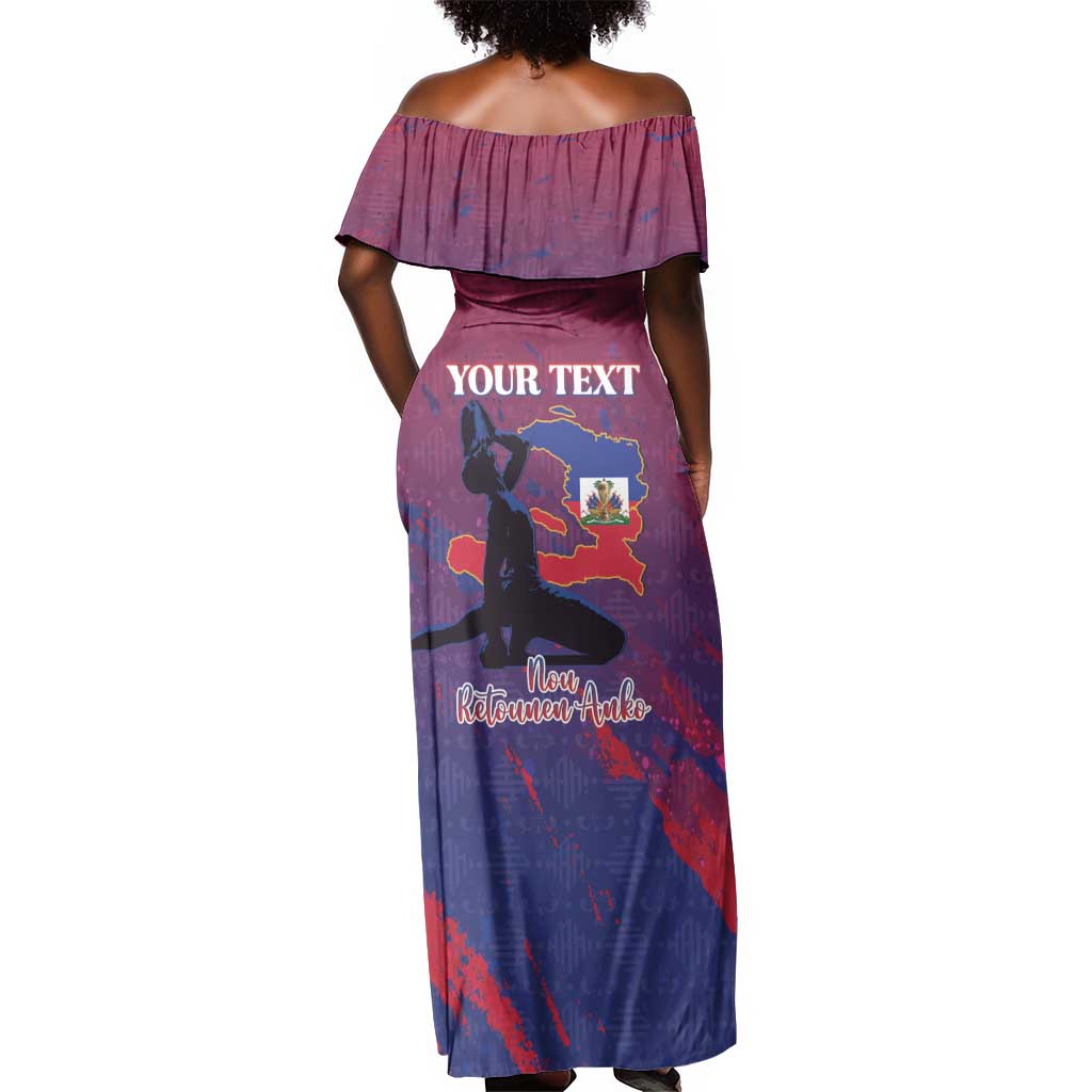 Personalized Afro-Haiti Football Off Shoulder Maxi Dress 2026 Nou Retounen Anko - Wonder Print Shop