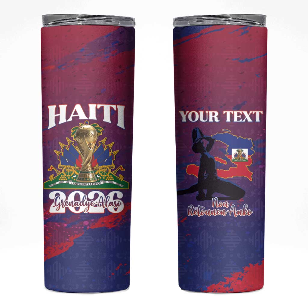 Personalized Afro-Haiti Football Skinny Tumbler 2026 Nou Retounen Anko - Wonder Print Shop