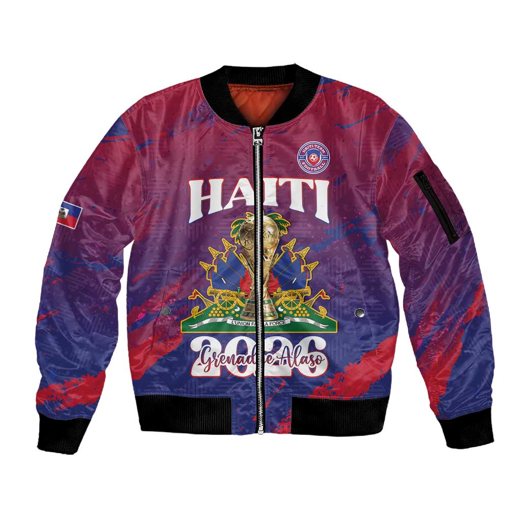 Personalized Afro-Haiti Football Sleeve Zip Bomber Jacket 2026 Nou Retounen Anko - Wonder Print Shop