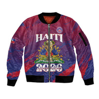 Personalized Afro-Haiti Football Sleeve Zip Bomber Jacket 2026 Nou Retounen Anko - Wonder Print Shop