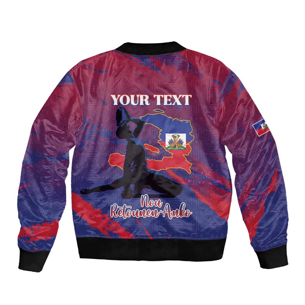 Personalized Afro-Haiti Football Sleeve Zip Bomber Jacket 2026 Nou Retounen Anko - Wonder Print Shop