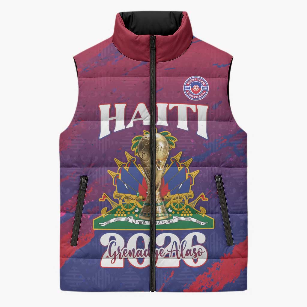Personalized Afro-Haiti Football Sleeveless Puffer Jacket 2026 Nou Retounen Anko - Wonder Print Shop
