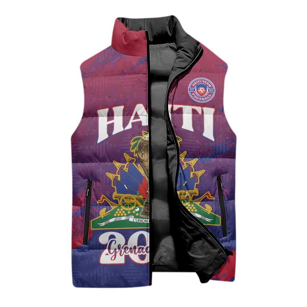 Personalized Afro-Haiti Football Sleeveless Puffer Jacket 2026 Nou Retounen Anko - Wonder Print Shop