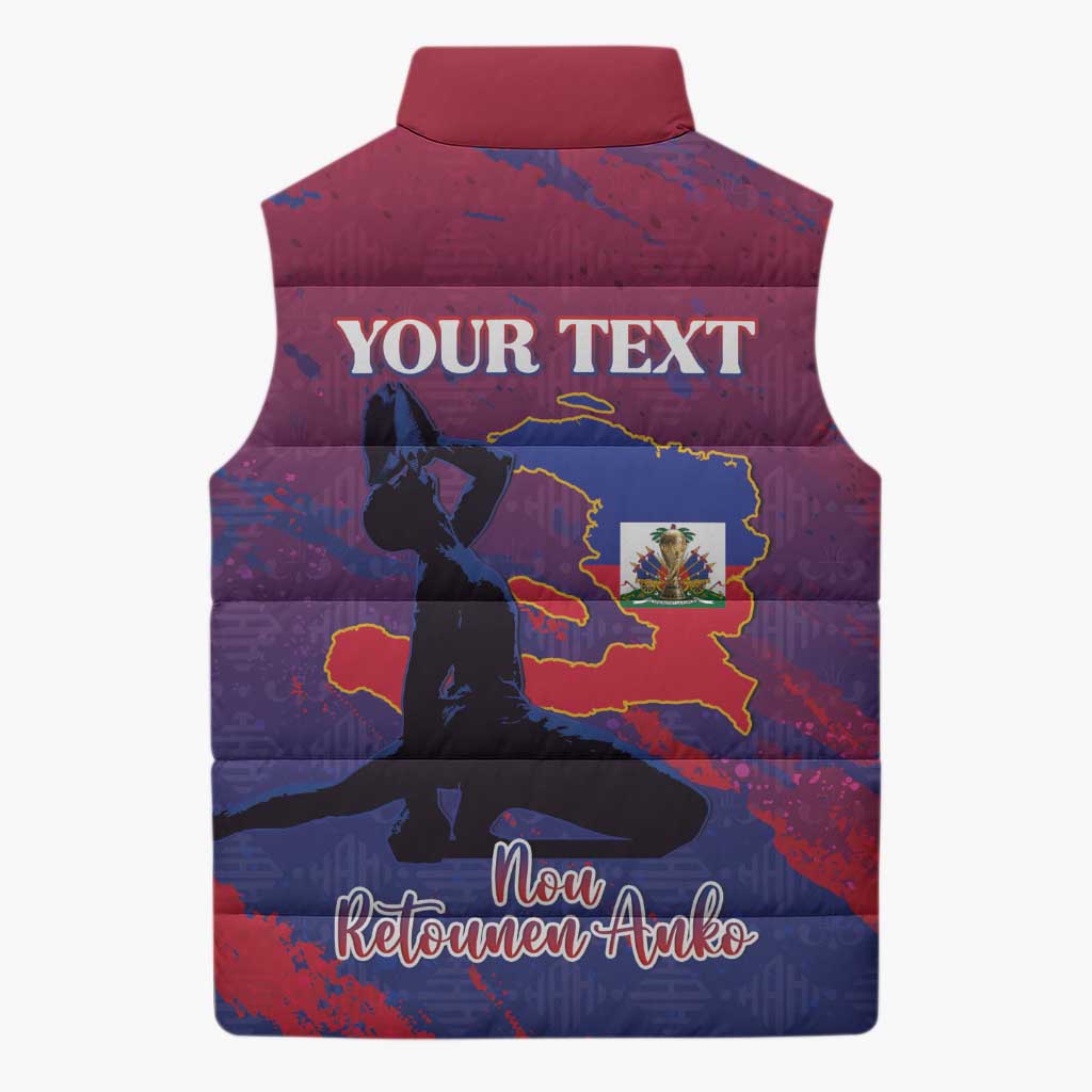 Personalized Afro-Haiti Football Sleeveless Puffer Jacket 2026 Nou Retounen Anko - Wonder Print Shop