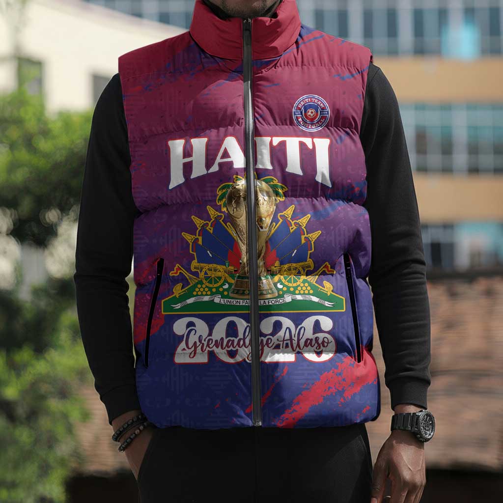Personalized Afro-Haiti Football Sleeveless Puffer Jacket 2026 Nou Retounen Anko - Wonder Print Shop