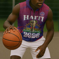 Personalized Afro-Haiti Football Sleeveless Zip Hoodie 2026 Nou Retounen Anko - Wonder Print Shop