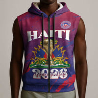 Personalized Afro-Haiti Football Sleeveless Zip Hoodie 2026 Nou Retounen Anko - Wonder Print Shop