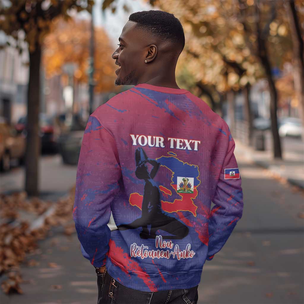 Personalized Afro-Haiti Football Sweatshirt 2026 Nou Retounen Anko - Wonder Print Shop