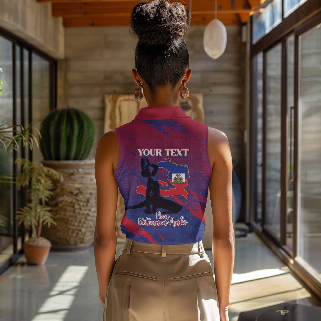 Personalized Afro-Haiti Football Women Sleeveless Polo Shirt 2026 Nou Retounen Anko - Wonder Print Shop