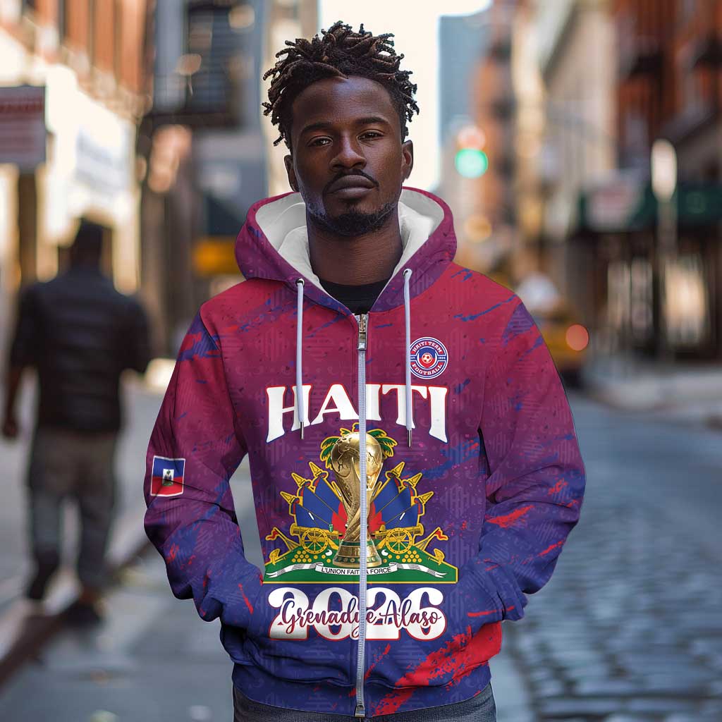 Personalized Afro-Haiti Football Zip Hoodie 2026 Nou Retounen Anko - Wonder Print Shop