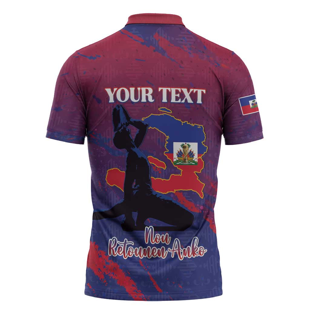 Personalized Afro-Haiti Football Zipper Polo Shirt 2026 Nou Retounen Anko - Wonder Print Shop