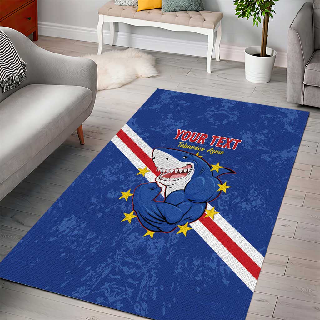Custom Cape Verde Football Area Rug Go Blue Sharks