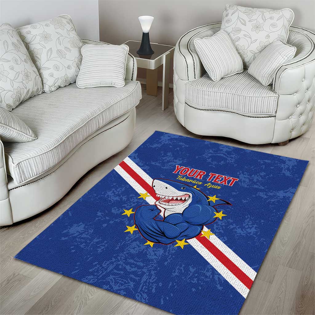 Custom Cape Verde Football Area Rug Go Blue Sharks